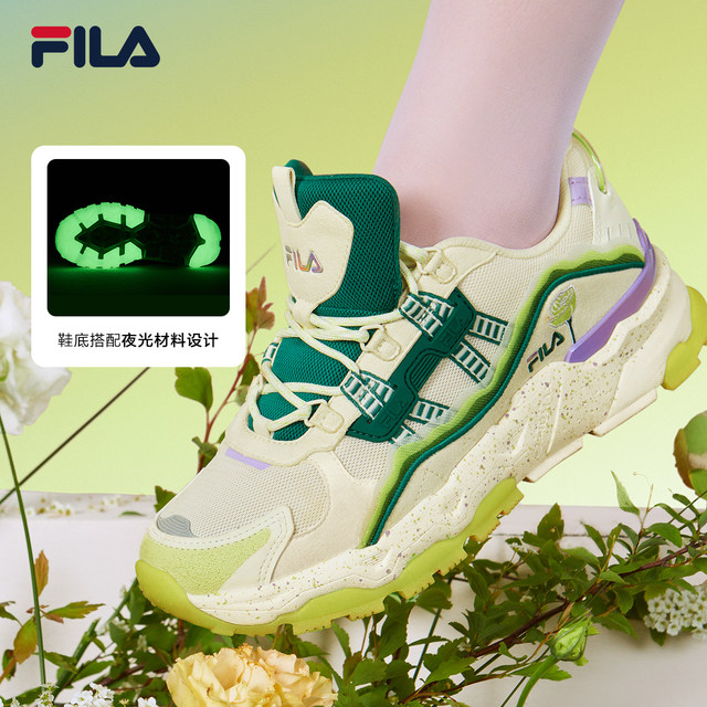 FILA Fei Le Gypsophila Platycodon Flower Dad Shoes ເກີບແມ່ຍິງ 2024 Summer ໃຫມ່ເກີບບາດເຈັບແລະເກີບກິລາຂອງແທ້ສໍາລັບຜູ້ຊາຍ