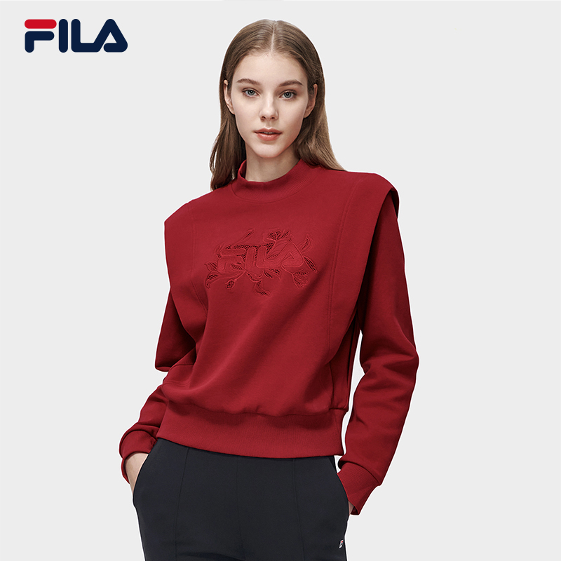 (HIGH ROUND THE SAME PARAGRAPH) FILA File Women's Acropolis Red This New Year's New Year Round of Round Printed Loose Hooded Sweatshirt-Taobao