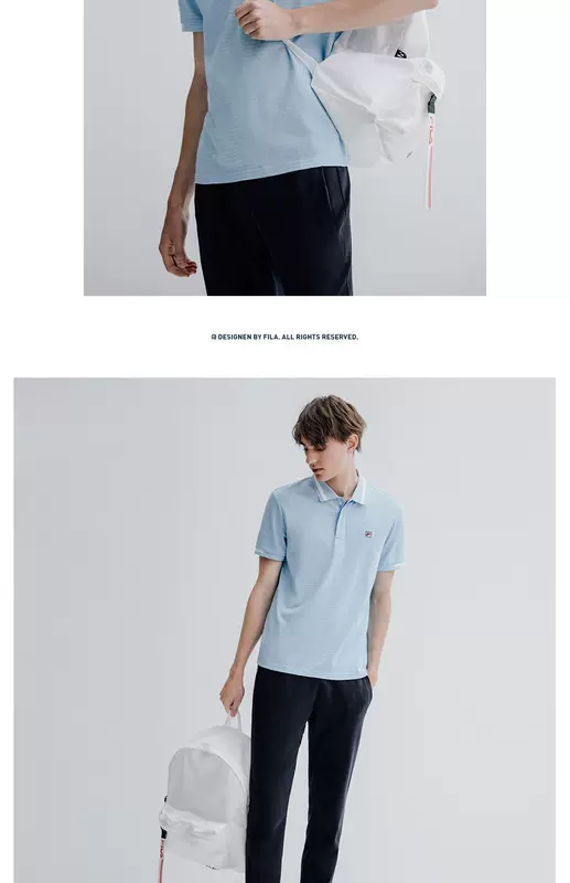 FILA Fila Áo sơ mi nam dệt kim nam chính thức 2019 Mùa hè Mới có cổ áo có cổ ngắn - Áo polo thể thao
