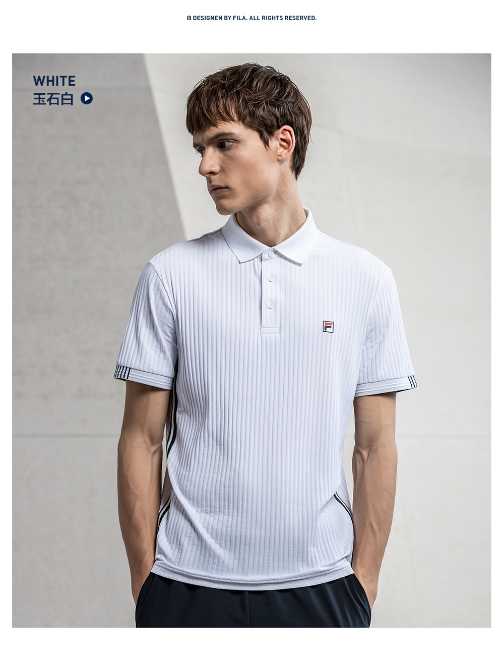 Áo thun ngắn nam Fila Fila 2019 mùa xuân Mới đơn giản đan áo ngắn tay áo sơ mi ngắn tay nam - Áo polo thể thao polo tay dài