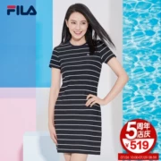 FILA Fila cao vòng thể thao váy 2018 mùa hè mới sọc thời trang thanh lịch váy dài