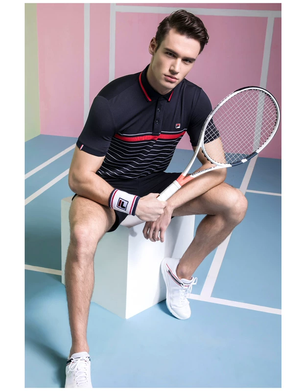 FILA Fila Nam Ngắn POLO2018 New Casual Thể Thao Thoáng Khí Skinny của Nam Giới Tops Ngắn Tay Áo Sơ Mi
