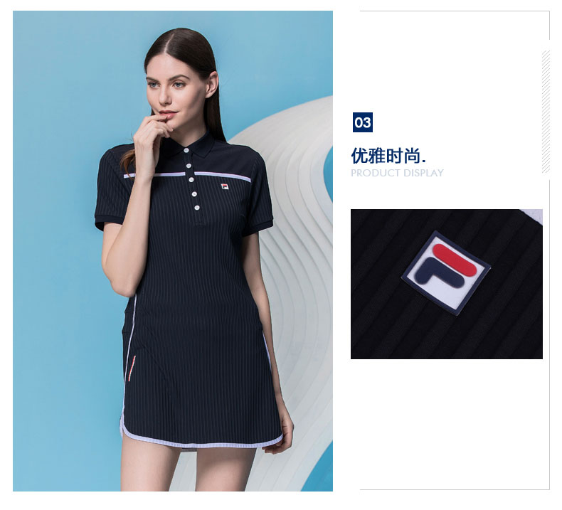 Fila Fila của phụ nữ thể thao dress 2018 mùa hè kinh doanh mới thanh lịch cuộc sống dress dài váy quần áo the thao nữ ngắn