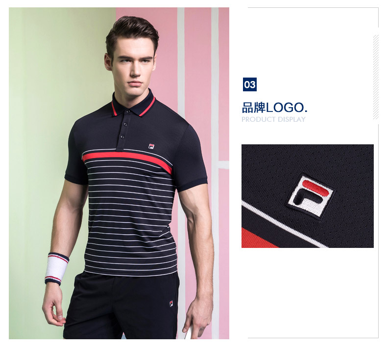 FILA Fila Nam Ngắn POLO2018 New Casual Thể Thao Thoáng Khí Skinny của Nam Giới Tops Ngắn Tay Áo Sơ Mi áo polo nữ form rộng