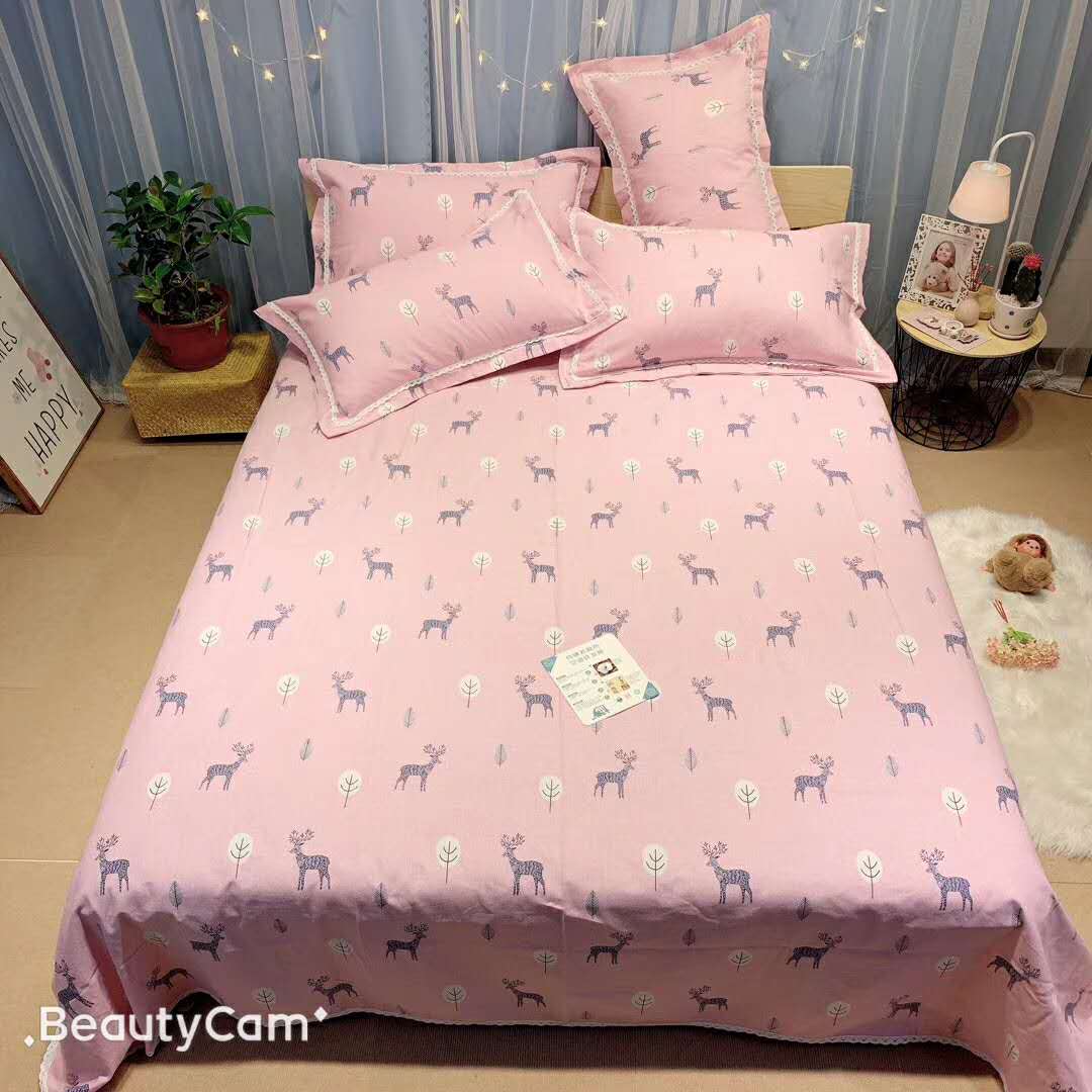 Bông vải thô cũ ba mảnh 100% cotton và vải lanh dày mã hóa mat mềm mat ba mảnh 1.51.8 giường - Khăn trải giường ga giường cưới