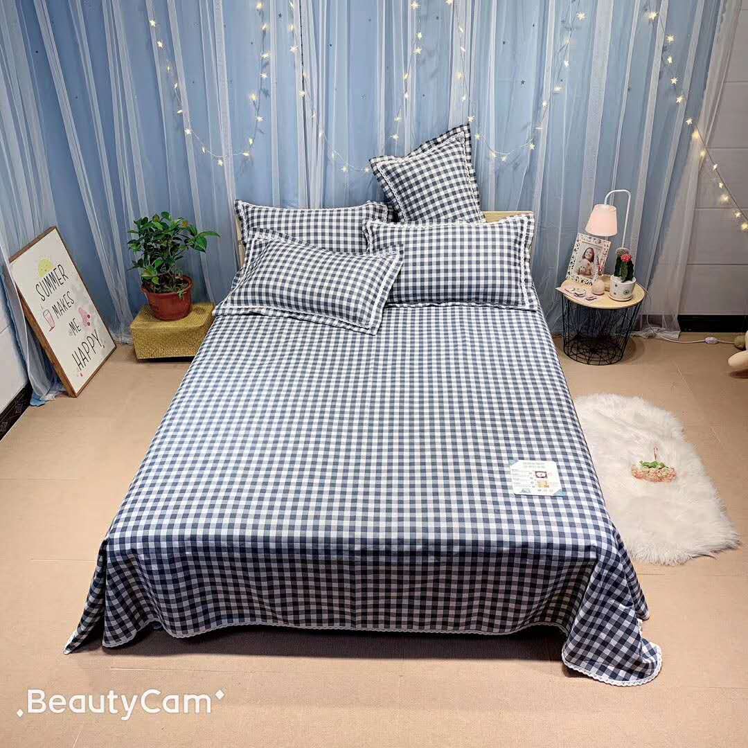 Bông vải thô cũ ba mảnh 100% cotton và vải lanh dày mã hóa mat mềm mat ba mảnh 1.51.8 giường - Khăn trải giường ga giường cưới