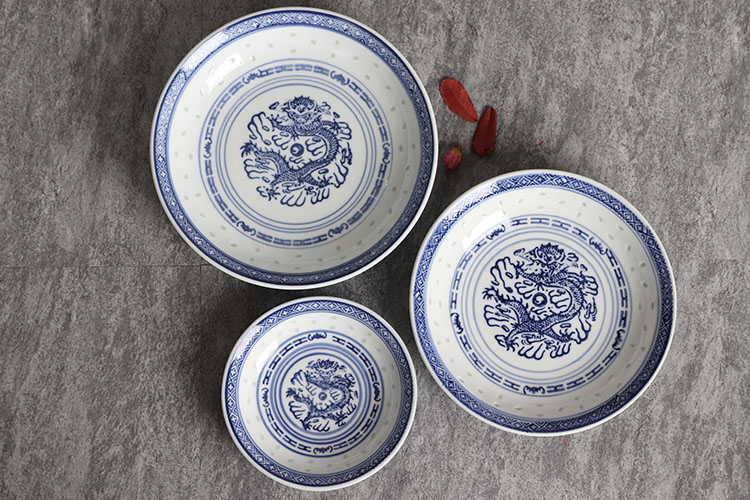 Đĩa gốm tấm Jingdezhen bộ đồ ăn màu xanh lam và trắng tinh tế nồi gốm món ăn nấu ăn hoài cổ điển - Đồ ăn tối khay gỗ đựng đồ ăn