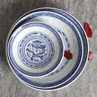 Đĩa gốm tấm Jingdezhen bộ đồ ăn màu xanh lam và trắng tinh tế nồi gốm món ăn nấu ăn hoài cổ điển - Đồ ăn tối dĩa ăn