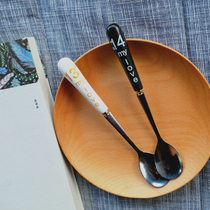 1314 ceramic coffee spoon creative spoon mixing spoon soup spoon ceramic long handle stainless steel coffee spoon