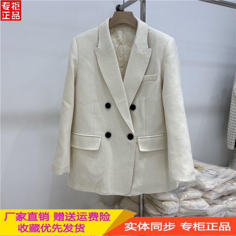 8090 clothing B21682-2 Korean version of Joker temperament double-breasted niche wool down blazer jacket women tide