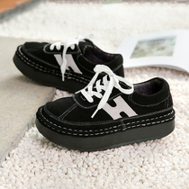 @tarokko vintage feeling cowhide slightly thick bottom flat bottom super cute round toe big toe shoes for women 2021AW