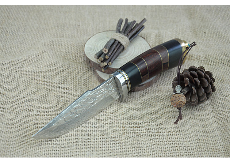 Tay tinh khiết nhập khẩu thép VG10 nhập khẩu Damascus săn dao ngoài trời độ cứng cao quân đội Thụy Sĩ dao bộ sưu tập quà tặng dao dao xep