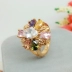 Nhẫn pha lê nữ Nhật Bản Hàn Quốc tính cách hoang dã bảy màu zircon mặt trời hoa nhẫn tính khí bạn gái ngón trỏ nhẫn đuôi - Nhẫn