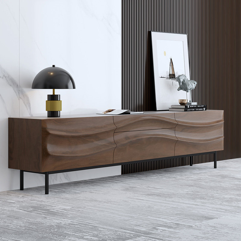 Nordic Italian black TV cabinet coffee table combination set modern minimalist small apartment living room TV cabinet floor cabinet