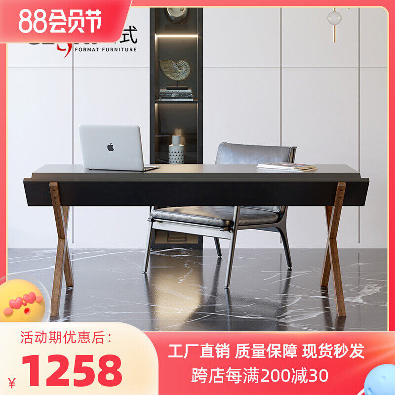 Minimal desk Solid luxury desk after modern library bookcase high-end computer desk painted desk desk