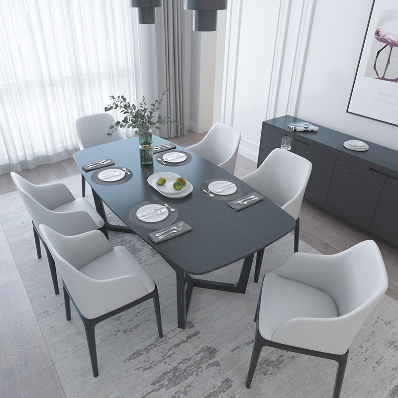 Nordic dining table and chair combination simple modern rectangular dining table creative small apartment for 6 people home designer furniture