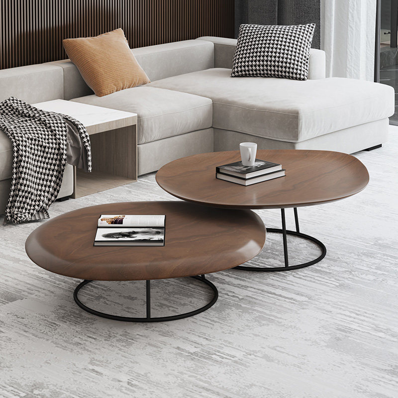 Modern minimalist round coffee table creative Nordic coffee table ins wind light luxury large and small double small coffee table combination living room