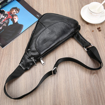 Leather chest bag mens cowhide personality trend mens backpack shoulder crossbody bag chest backpack leisure bag sports bag