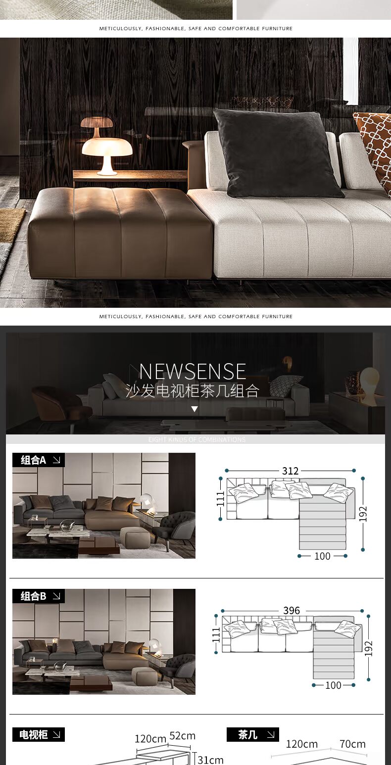 Quảng Đông phong cách Bắc Âu sofa nội thất bàn cà phê TV tủ kết hợp xuống vải sofa phòng khách đồ nội thất sofa gỗ đơn giản