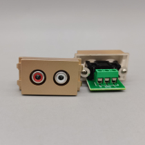 Champagne 128 audio welding-free wiring socket module Champagne Gold red and white double hole audio socket module