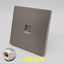 Dark gray type 86 one-port Category 6 computer network large panel single-port CAT6 Gigabit RJ45 network module