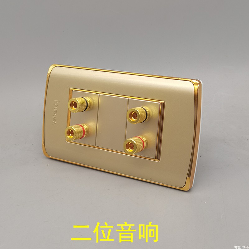Champagne Gold 120 Type 2 4 holes 5 1 surround sound audio socket TWO-HEAD SOUND BOX AUDIO PANEL