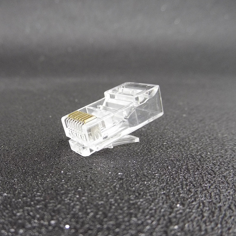 Super-six-type crystal head non-shielding RJ45 gold plated eight-core Internet wire crystal head computer integrated wiring connection head