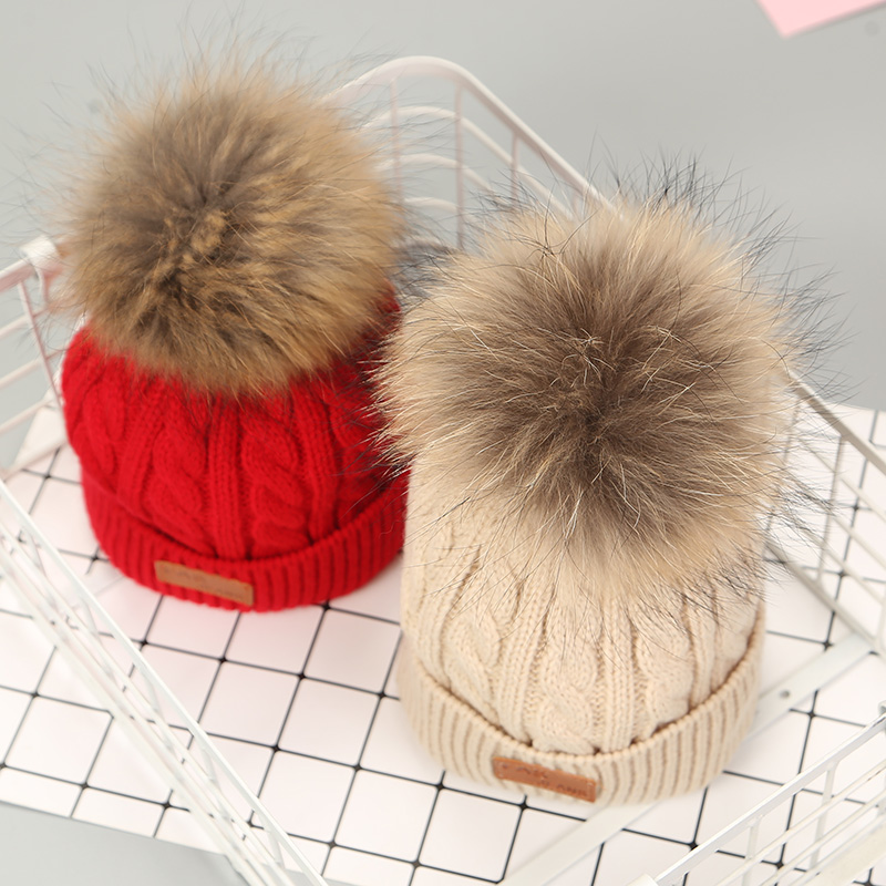 Female baby hat Autumn and Winter Korean version of the tide girl wool hat Baby hat Hair ball girl Princess children's hat Men's winter