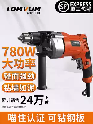 Longyun electric drill Household impact drill 220v multi-function power tool Electric drill flashlight to small screwdriver