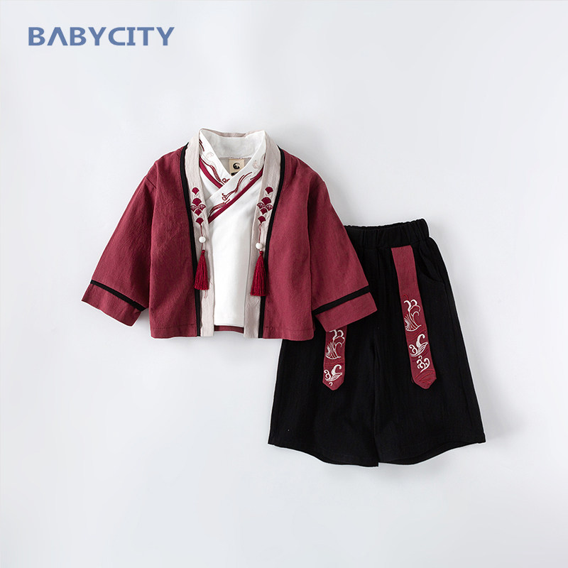 Boy Handsuit suit 1 1-3-year-old Children's National Wind National Wind Baton Baby Chinese Wind Arrest Weekly Gown
