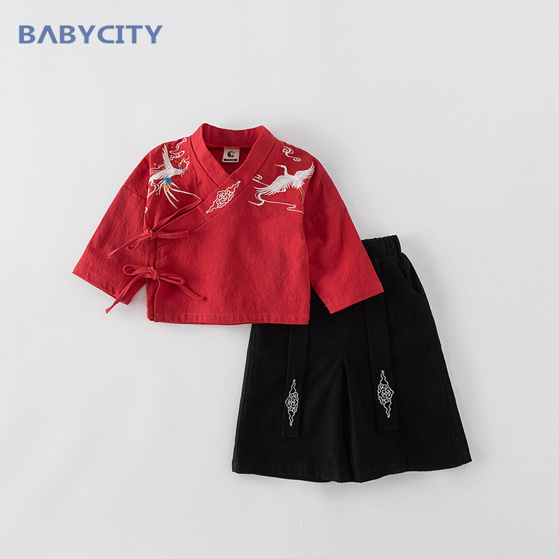 Baby Hanfu suit 1 a 3-year-old boy Chinese style two-piece set 2020 autumn new children's national wind clothes