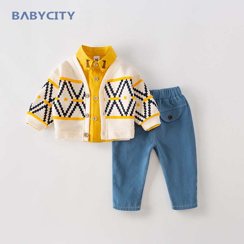 Baby Spring Clothing Suit 1-3-year-old boy 2021 New Yangpie Gentleman Three sets of young children's spring and autumn nets red tides