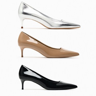 ZA2023 осенью новый обувь женская серебристый металлик Мюли на высоких кабгалстук-бабочкаах наконечник мелкий рот Добираться работа обувь