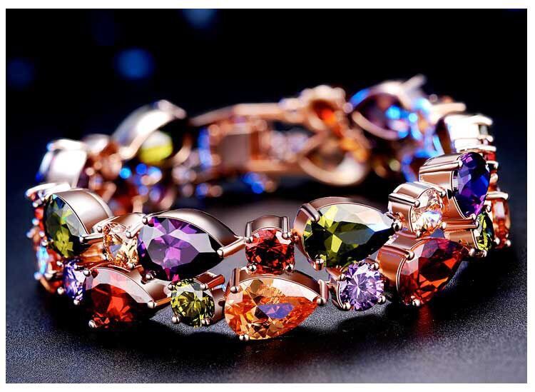 Vòng tay nữ thời trang Hàn Quốc hoang dã siêu flash pha lê zircon vòng tay vàng hồng trang sức mới nhiều lớp trang sức tay vòng tay phong thủy