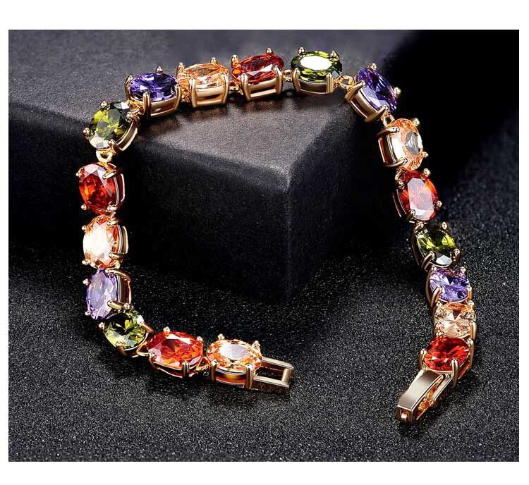 Vòng tay nữ thời trang Hàn Quốc hoang dã siêu flash pha lê zircon vòng tay vàng hồng trang sức mới nhiều lớp trang sức tay vòng tay phong thủy