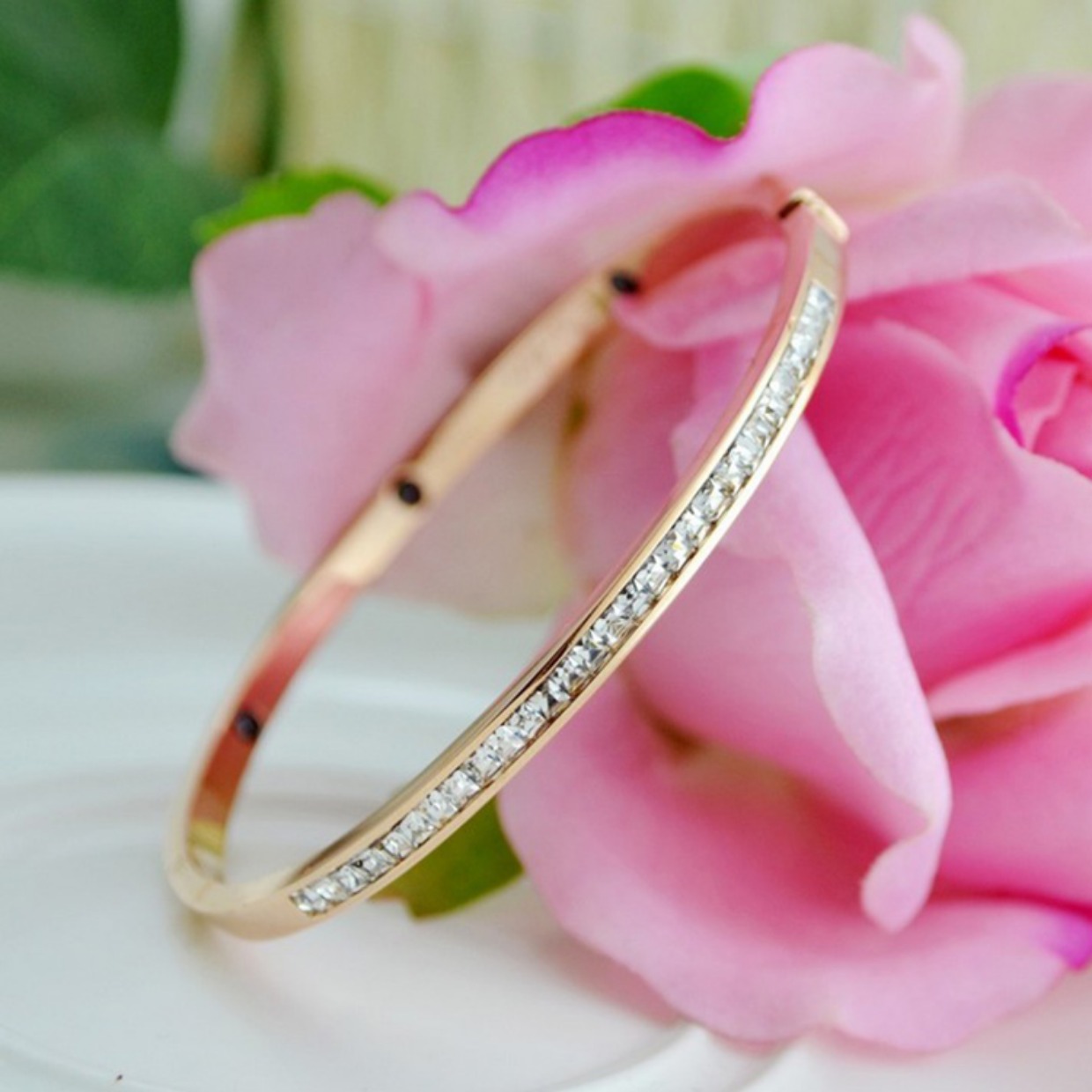 Vòng tay thép titan nữ cổ điển hoang dã Hàn Quốc thời trang vòng đeo tay zircon cường điệu khí chất tay người yêu đồ trang sức vòng tay tinh lâm