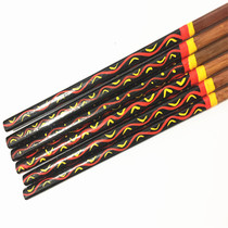 3 Double up Sichuan Liangshan Yi Distinctive Handicraft Solid Wood Hand Peinture peinte lacquerware chopsticks pevaisselle One pair