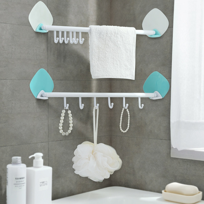 Suction cup towel rack Non-perforated towel rack Powder room towel rack Single pole hanging towel rack Hand towel rack hook