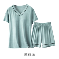 Мятный комплект, шорты, короткий рукав