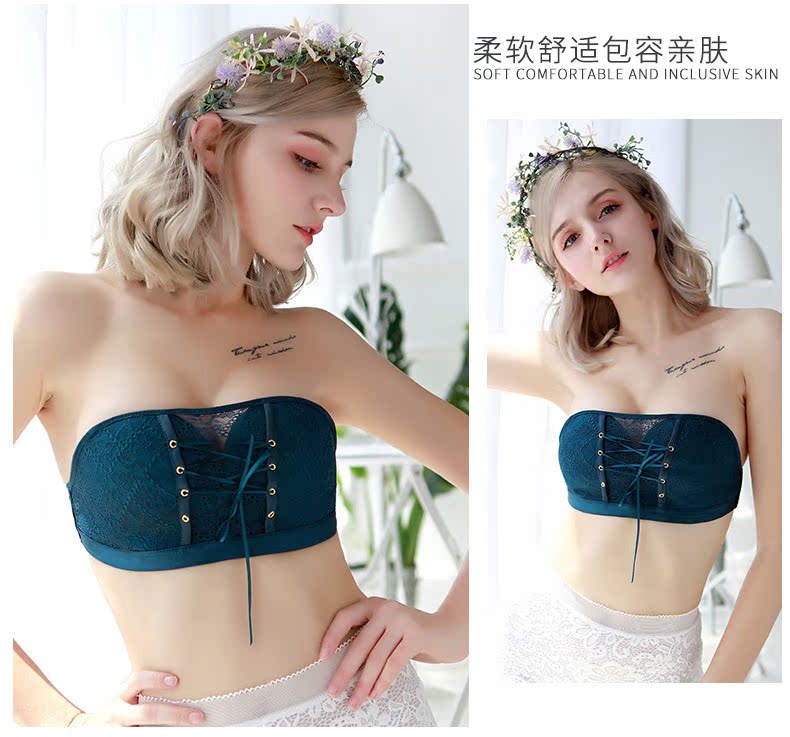 Đồ lót quây, không trơn, tập hợp trên giá đỡ, miếng dán ngực dày gợi cảm, không vành, ống trên, quấn ngực, không có áo ngực vô hình đồ ngủ quyến rũ