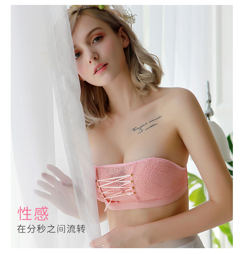 Đồ lót quây, không trơn, tập hợp trên giá đỡ, miếng dán ngực dày gợi cảm, không vành, ống trên, quấn ngực, không có áo ngực vô hình đồ ngủ quyến rũ