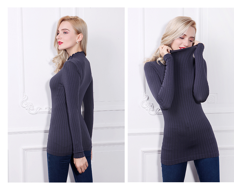 Áo sơ mi nữ đáy dài cổ cao bó sát bó sát phần mỏng cổ cao màu rắn Slim một mảnh ấm áp mùa thu mặc đồ lót ngọn quần áo giữ nhiệt nam uniqlo