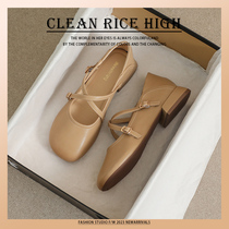 Famed Mary Rare Shoes Woman 2023 Summer new fairy Wind Jane about 100 hitch Korean version Jane about Little Leather Shoes