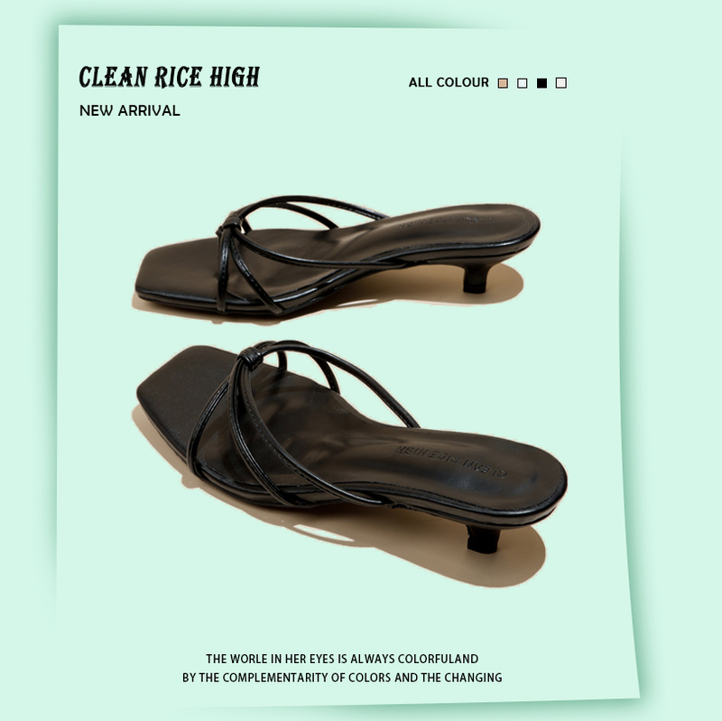 Black Slippers for Women 2026 Summer New Style Exquisite Outdoor Wear Square Toe Kitten Heel Elegant Ladies Super Pretty Women's Sandals Black Slippers for Women 2026 Summer New Style Exquisite Outdoor Wear Square Toe Kitten Heel Elegant Ladies Super Pretty Women's Sandals