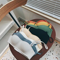 Glossy surface No-scratched underwear Female thin section No steel ring 100 lap harness wrap chest-lined open shoulder non-slip without shoulder strap bra