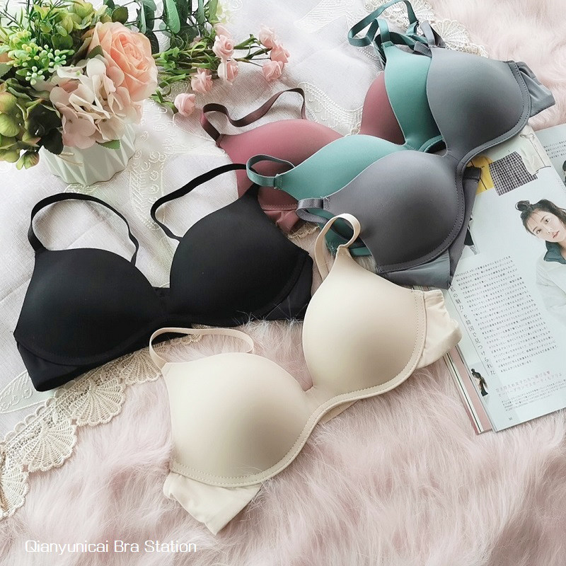 Underwear femalless steel ring slim fit Breathable Comfort Glossy light Girl student bra light slim minimalist lingerie