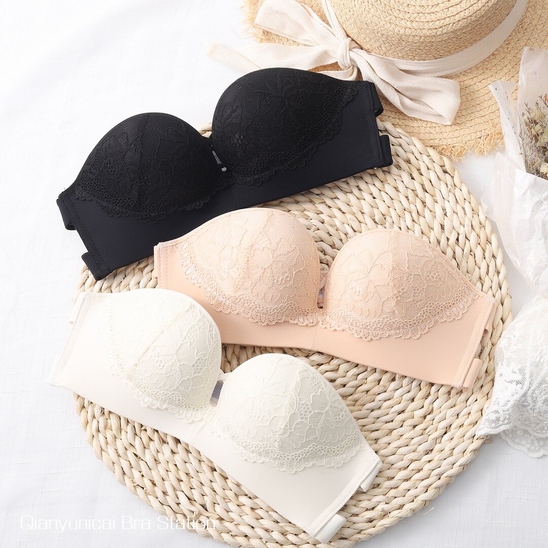 No-shoulder strap underwear with no steel ring adjustment type poly-proof anti-slip small bra breasted and back-lined with shoulder lingerie suit