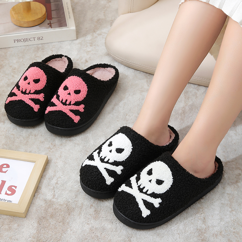 Cross-Border New Halloween Skull Cartoon Warm Winter Cotton Slippers for Men and Women, Couple Style Home Indoor Cotton Slippers