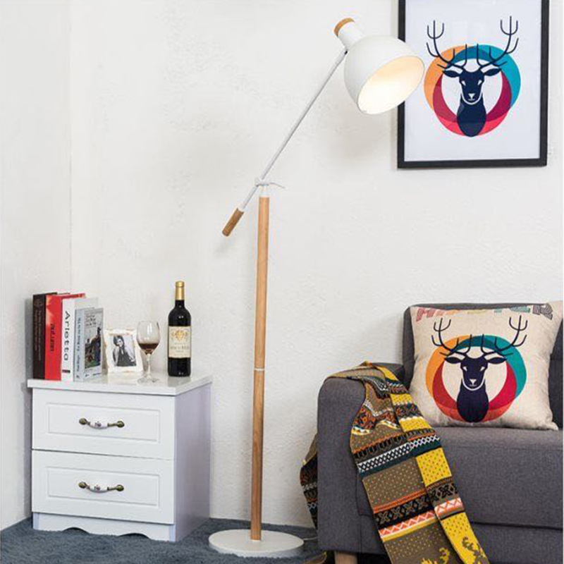 Solid wood floor lamp eye protection modern minimalist LED intelligent remote control creative Nordic bedroom study room guest