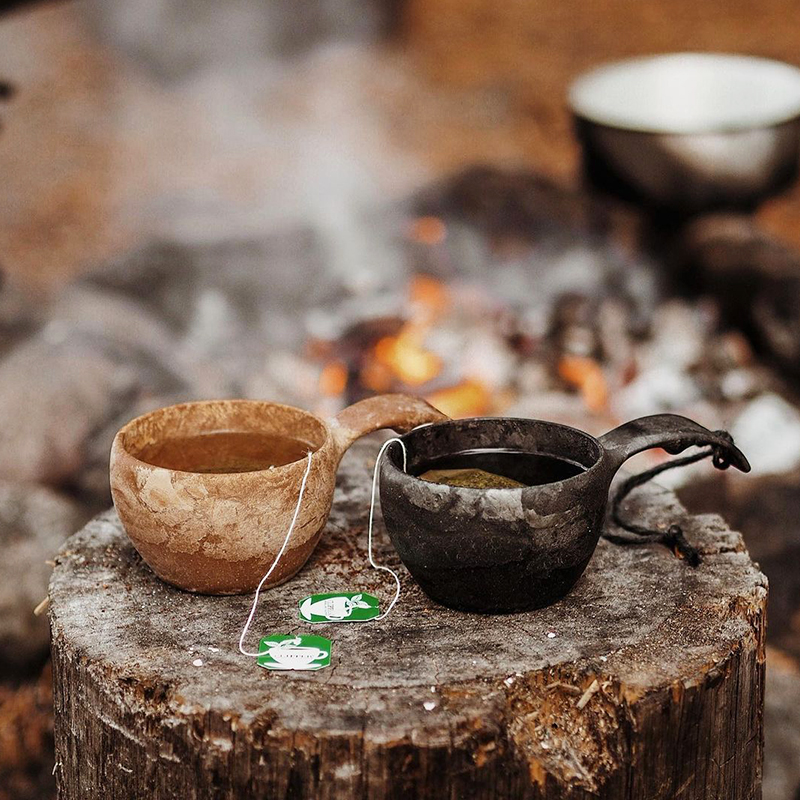 Finnish kupilka wood cup wooden spoon suit Nordic outdoor wood bowls light eco-friendly cutlery kuksa coffee cup